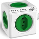 Multiplicador 5 Tomadas Bivolt - PowerCube ELG - PWC-R5, Verde e Branco
