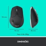 Mouse sem Fio Logitech M720 Triathlon com USB Unifying ou Bluetooth com Easy-Switch para até 3 Dispositivos e Pilha Inclusa - 910-004790 - Imagem 4