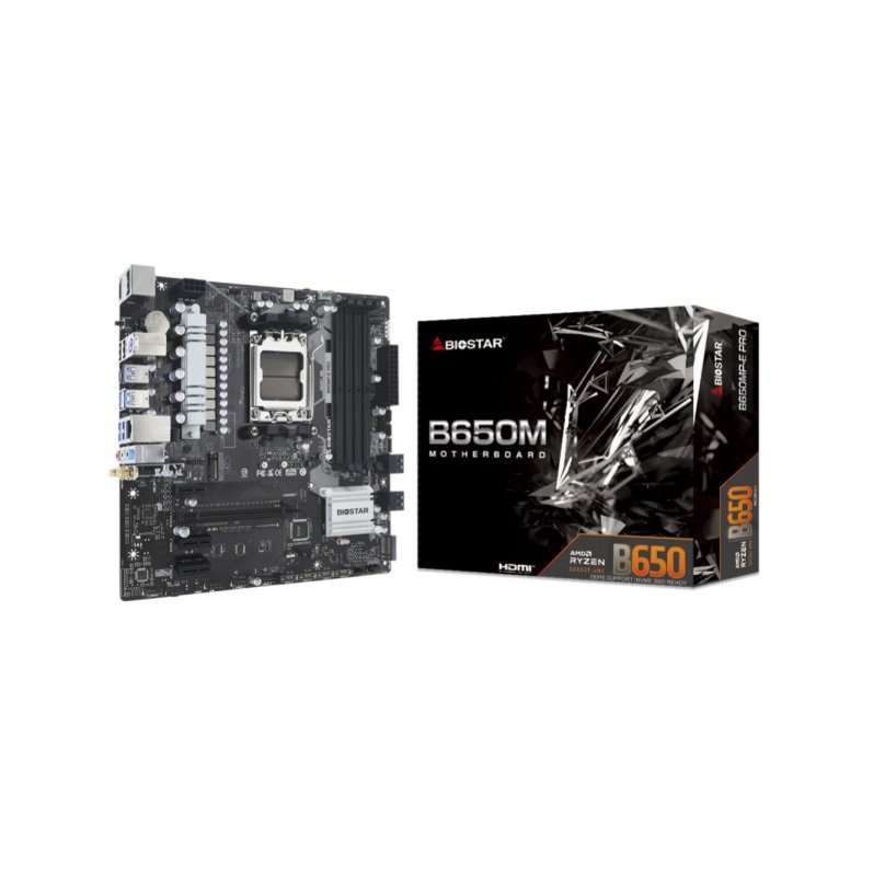 placa mae 1 Placa Mãe Biostar B650MP-E PRO, Chipset B650, AMD AM5, MATX, DDR5 - Imagem 1