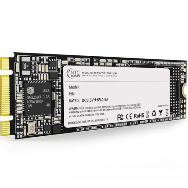 SSD NTC 128GB SATA III M.2 2280 Leitura 530MB/s, Gravação 450MB/s