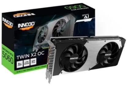 Placa de Video Inno3D RTX 5060 Twin X2 NVIDIA Geforce, 8GB, 2527MHz, 128bits, FP4 e DLSS 4, Ray Tracing - N50602-08D7X-195070N