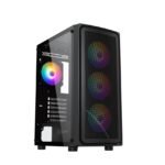 Gabinete Gamer Kalkan Joturn, RGB, Mid Tower, Vidro Temperado, ATX, Sem Fonte, Com 4 Fans, Preto, KLK00038