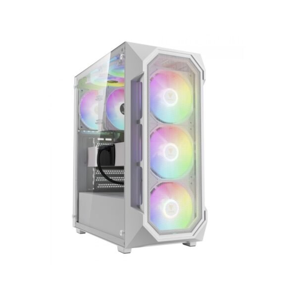 Gabinete Gamer Gamdias Aura GC1 Elite, Vidro Temperado, ATX, Mid Tower, RGB, Com 4 Fans, Sem Fonte, White