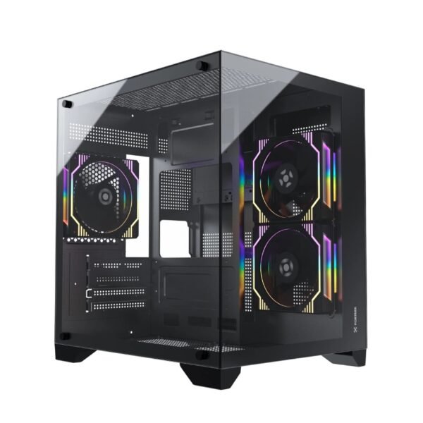 Gabinete Gamer Fortrek Clarity Preto Lateral Vidro