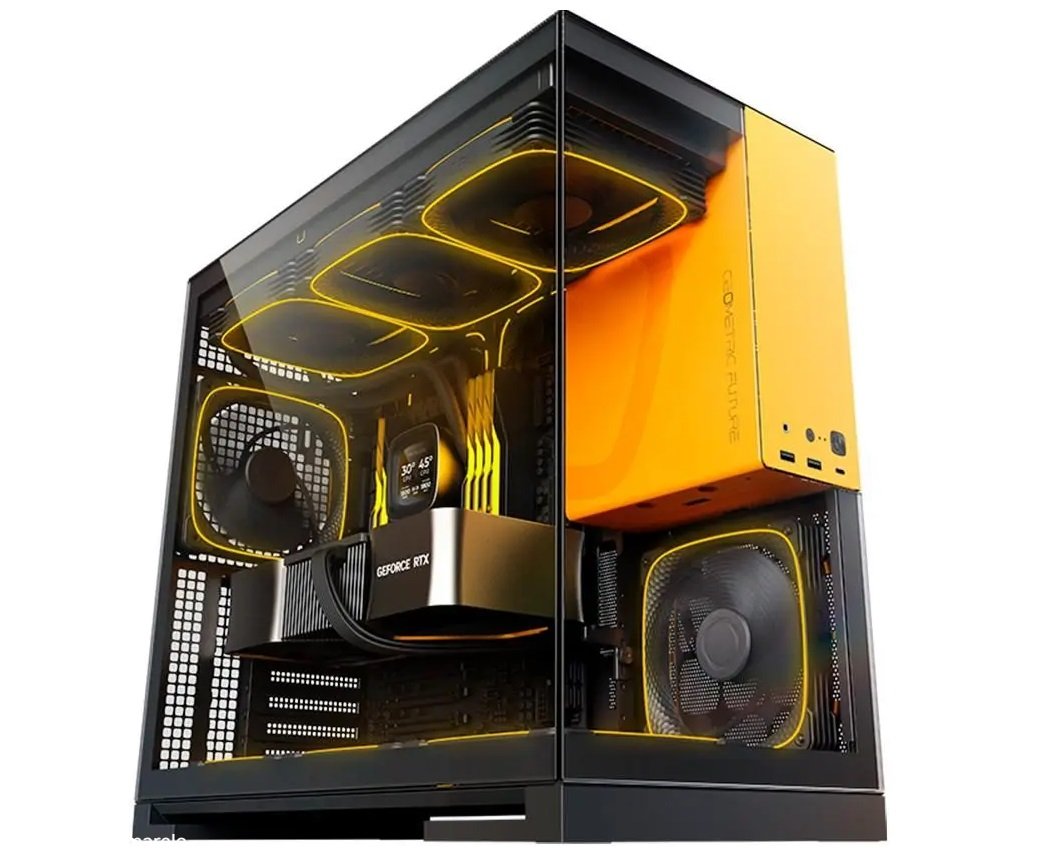 gabinete 1 Gabinete Gamer Geometric Future Model 5, Sem Fans, Preto e Amarelo - Imagem 1
