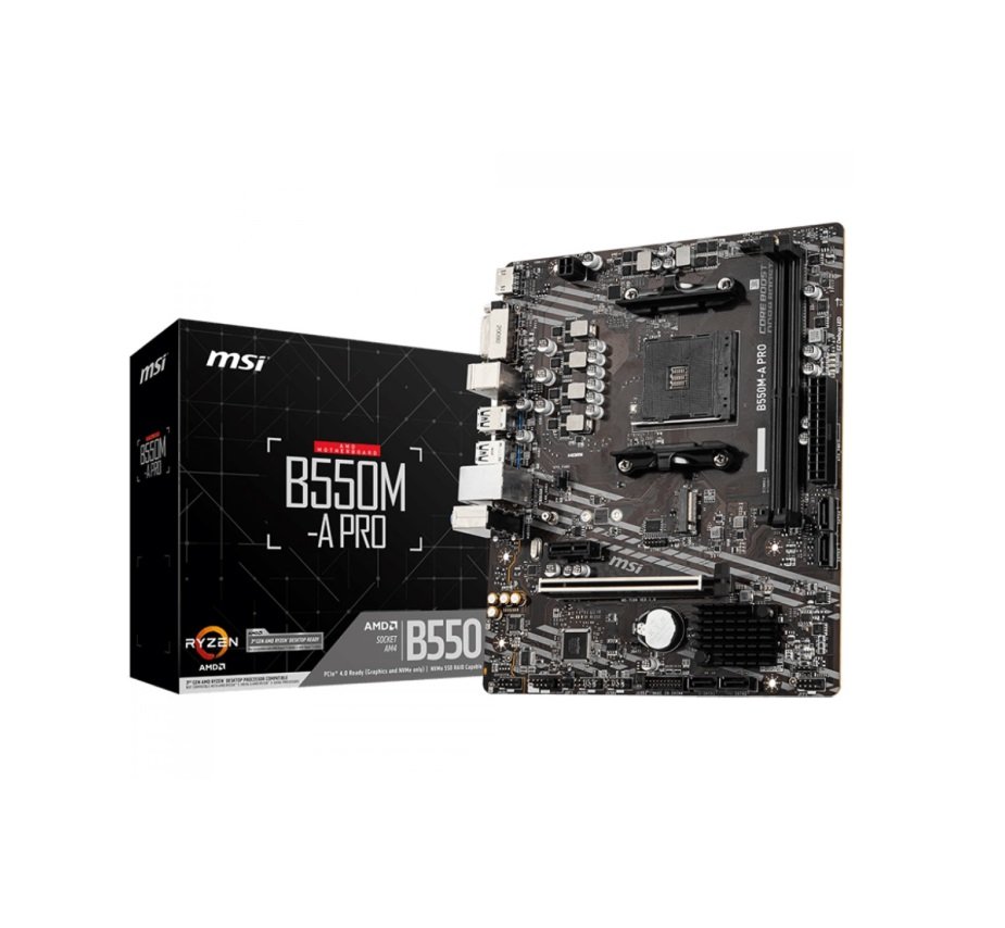 b550 1 Placa Mãe MSI B550M-A PRO, Chipset B550, AMD AM4, mATX, DDR4 - Imagem 1