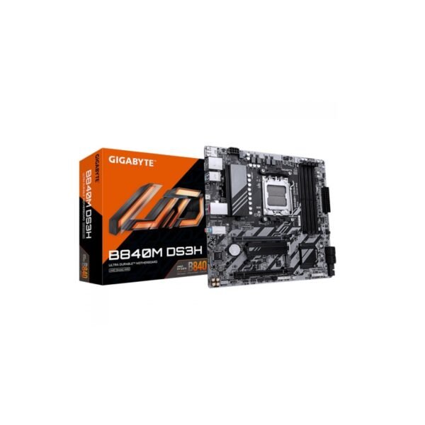 Placa Mãe Gigabyte B840M DS3H, Chipset B840, AMD AM5, MATX, DDR5