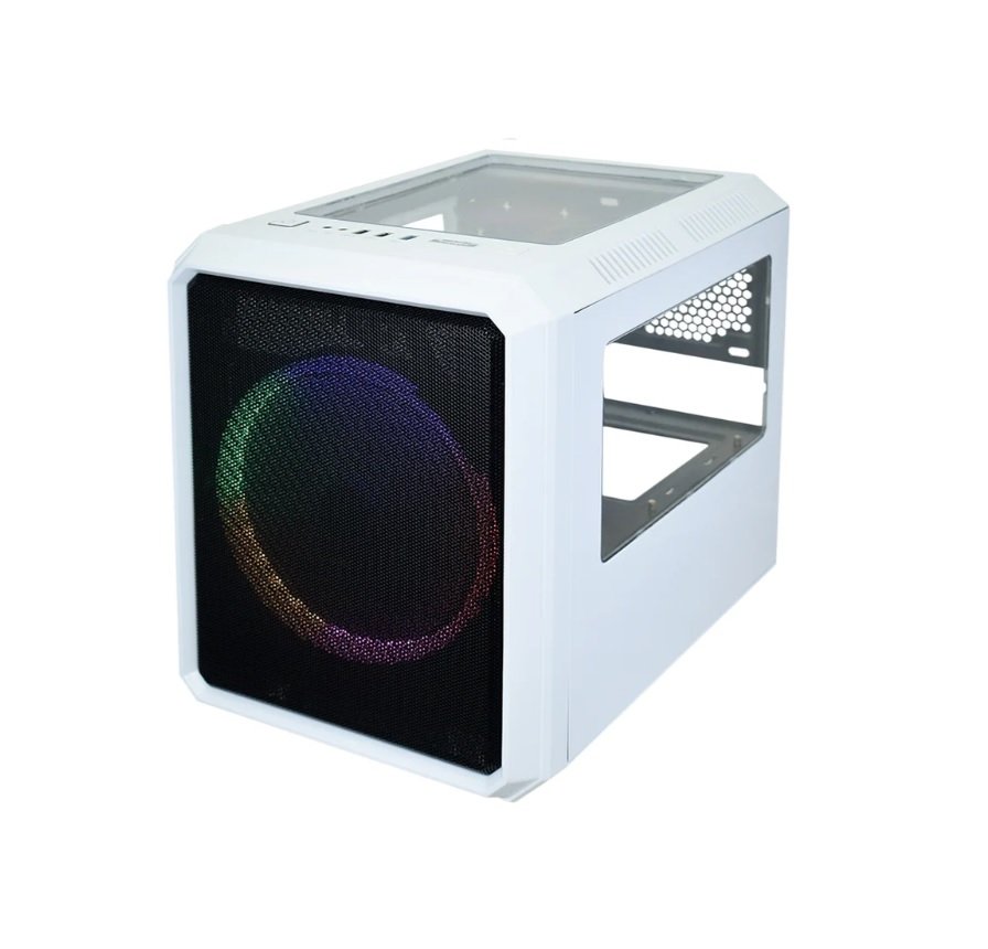 gabinete branco 1 Gabinete Gamer MicroCraft CG-04RC Branco c/ 1Fan 5cor 200mm - Imagem 1